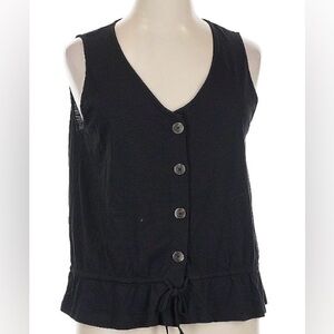 Sanctuary Black Button-Front Sleeveless Blouse